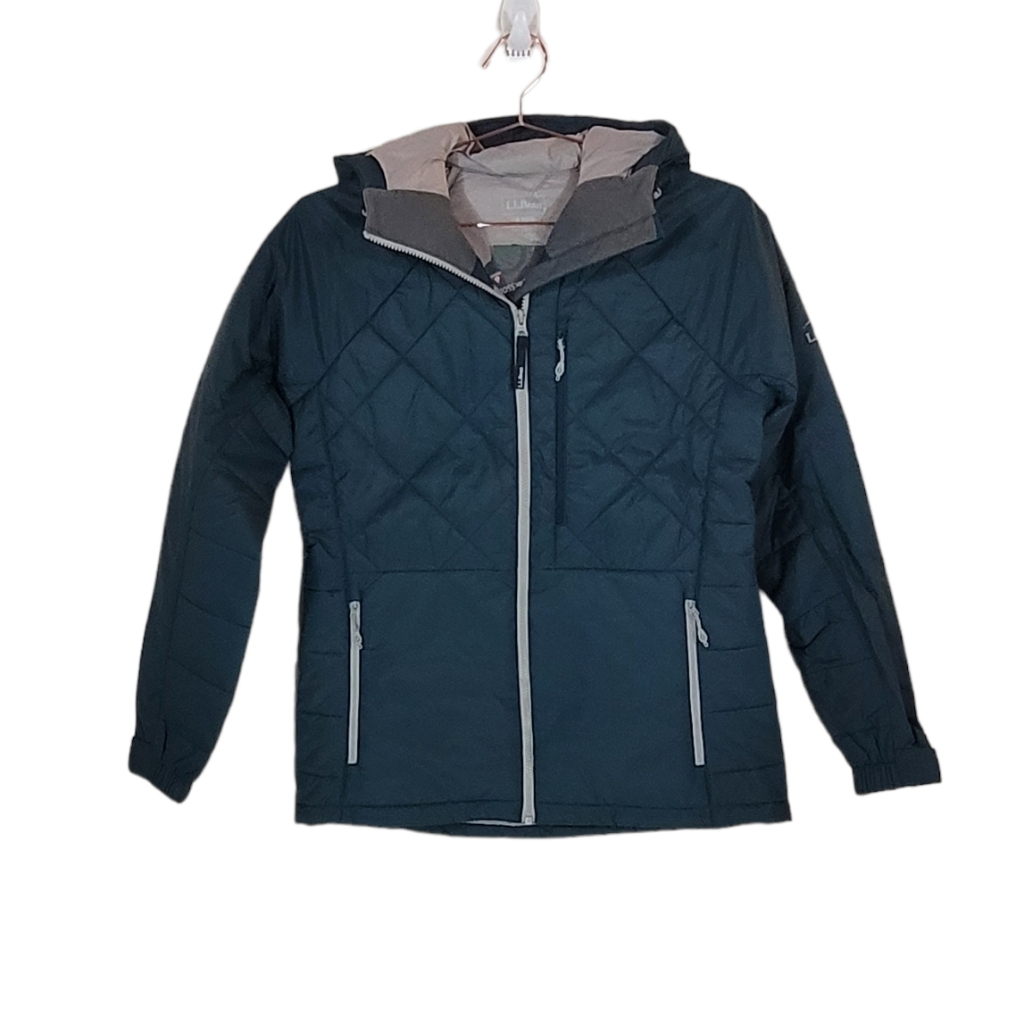 Ll Bean Deepest Green Primaloft Packaway Pro Hooded Jacket Size S